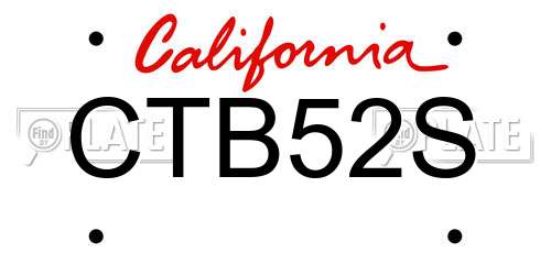 CTB52S California License Plate