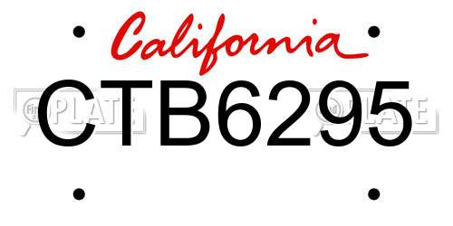 CTB6295 California License Plate