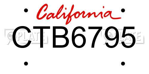 CTB6795 California License Plate