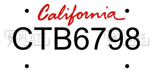 CTB6798 California License Plate