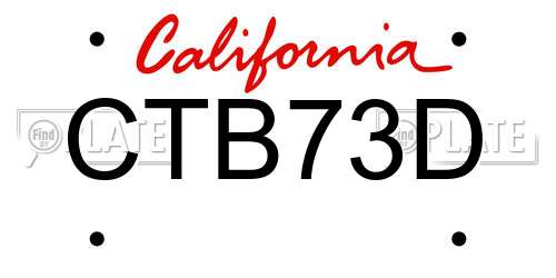CTB73D California License Plate