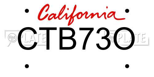 CTB73O California License Plate