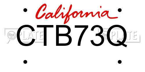 CTB73Q California License Plate