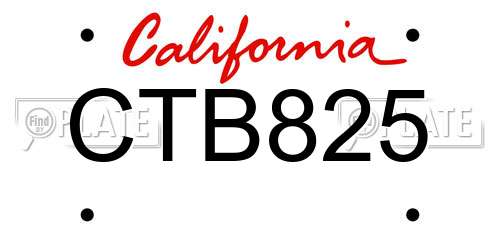 CTB825 California License Plate