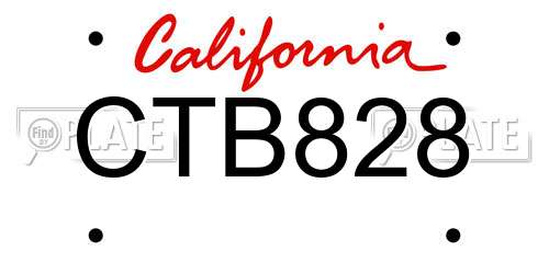 CTB828 California License Plate