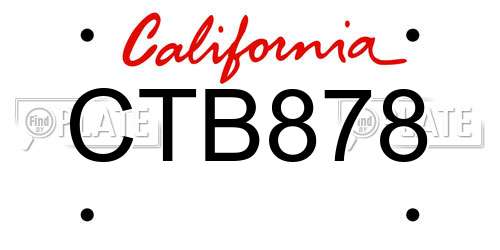 CTB878 California License Plate