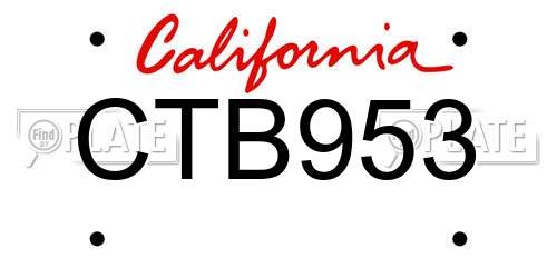 CTB953 California License Plate