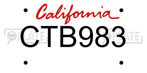 CTB983 California License Plate