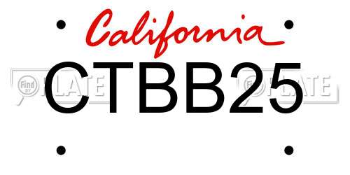 CTBB25 California License Plate