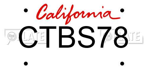 CTBS78 California License Plate