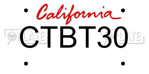 CTBT30 California License Plate