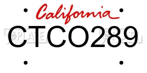 CTCO289 California License Plate