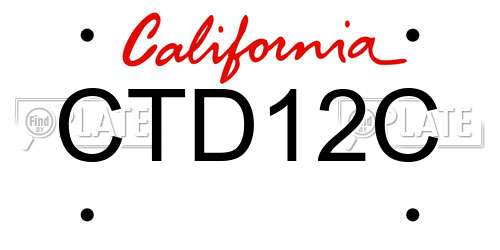 CTD12C California License Plate