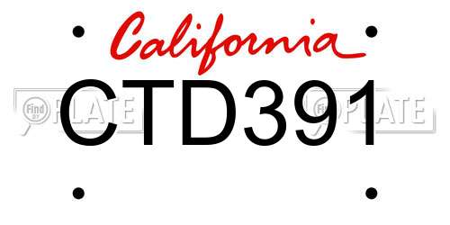 CTD391 California License Plate