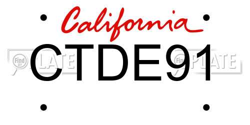 CTDE91 California License Plate