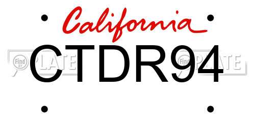 CTDR94 California License Plate