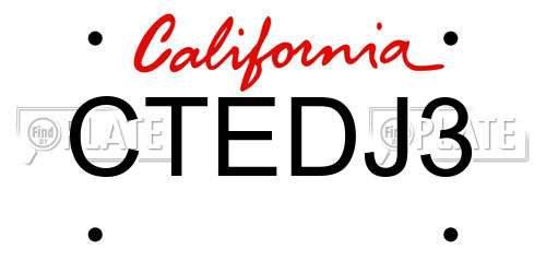 CTEDJ3 California License Plate