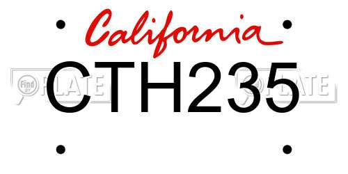 CTH235 California License Plate