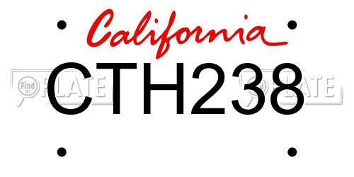 CTH238 California License Plate
