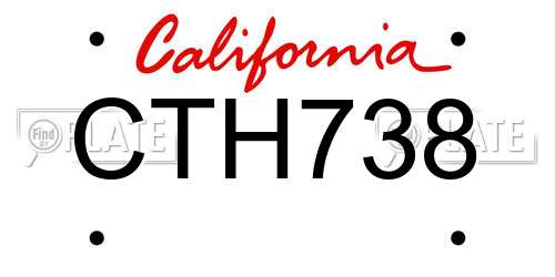 CTH738 California License Plate