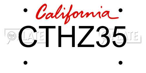 CTHZ35 California License Plate