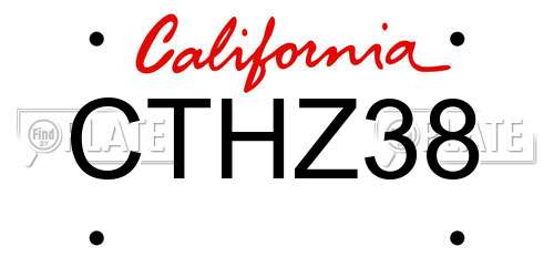 CTHZ38 California License Plate