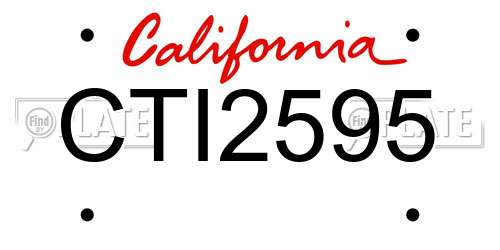 CTI2595 California License Plate