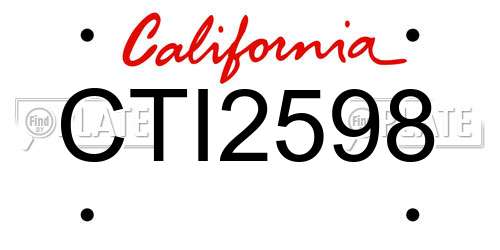 CTI2598 California License Plate