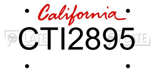 CTI2895 California License Plate