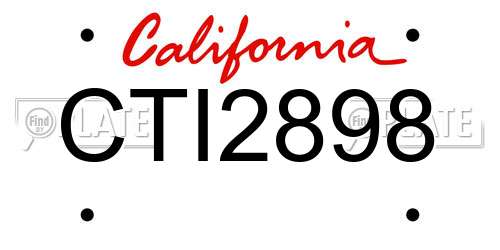 CTI2898 California License Plate