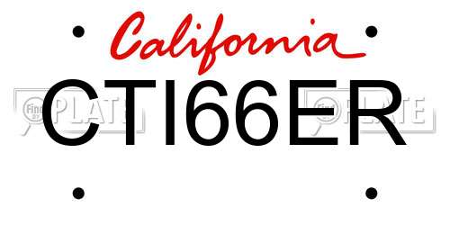 CTI66ER California License Plate