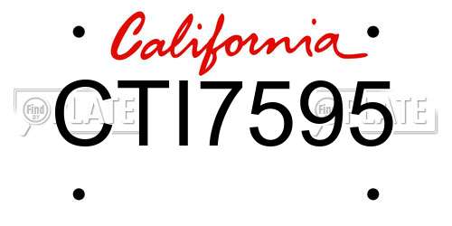 CTI7595 California License Plate