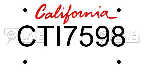 CTI7598 California License Plate