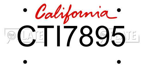 CTI7895 California License Plate
