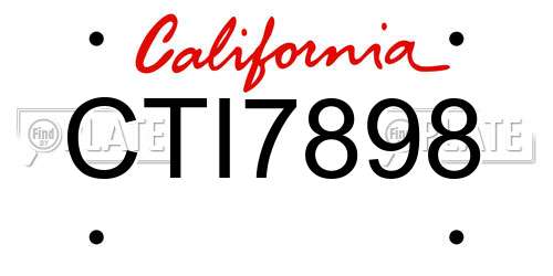 CTI7898 California License Plate