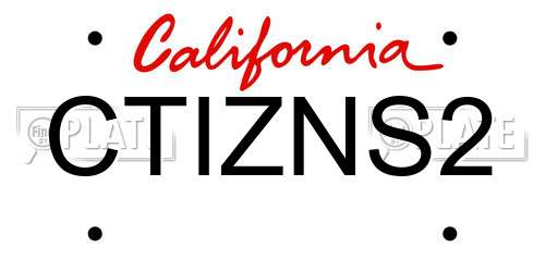 CTIZNS2 California License Plate