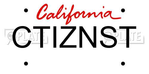 CTIZNST California License Plate