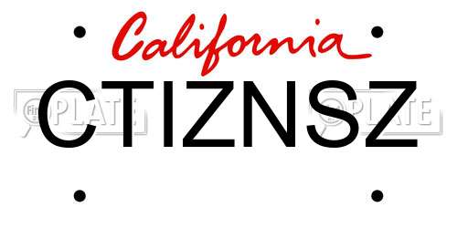 CTIZNSZ California License Plate