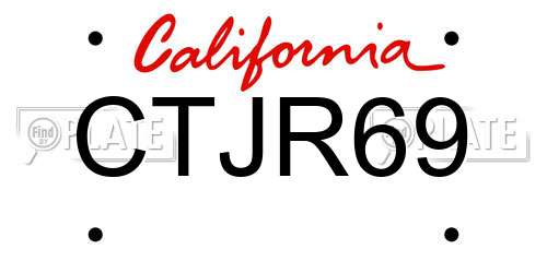 CTJR69 California License Plate