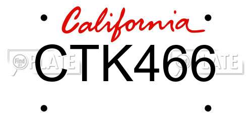 CTK466 California License Plate