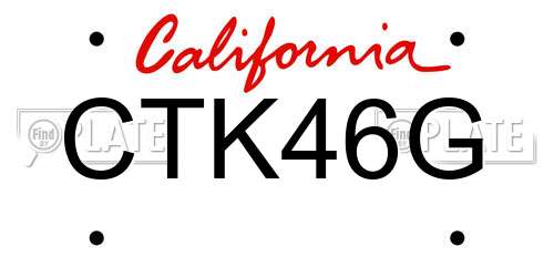CTK46G California License Plate