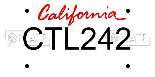 CTL242 California License Plate