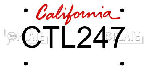 CTL247 California License Plate