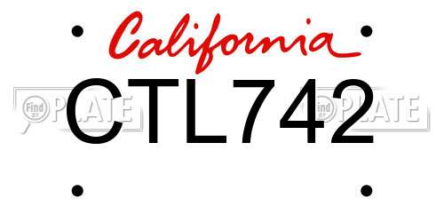 CTL742 California License Plate
