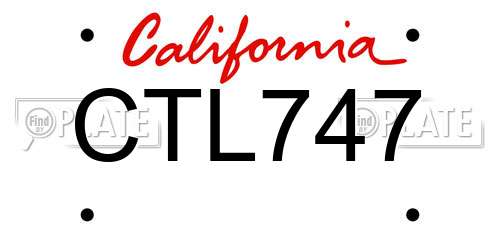 CTL747 California License Plate
