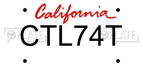 CTL74T California License Plate