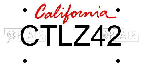 CTLZ42 California License Plate