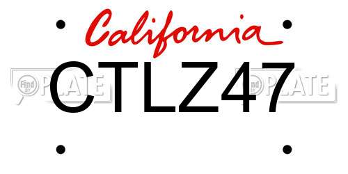 CTLZ47 California License Plate