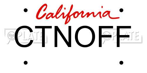 CTNOFF California License Plate