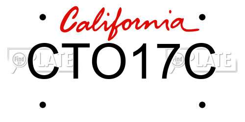 CTO17C California License Plate